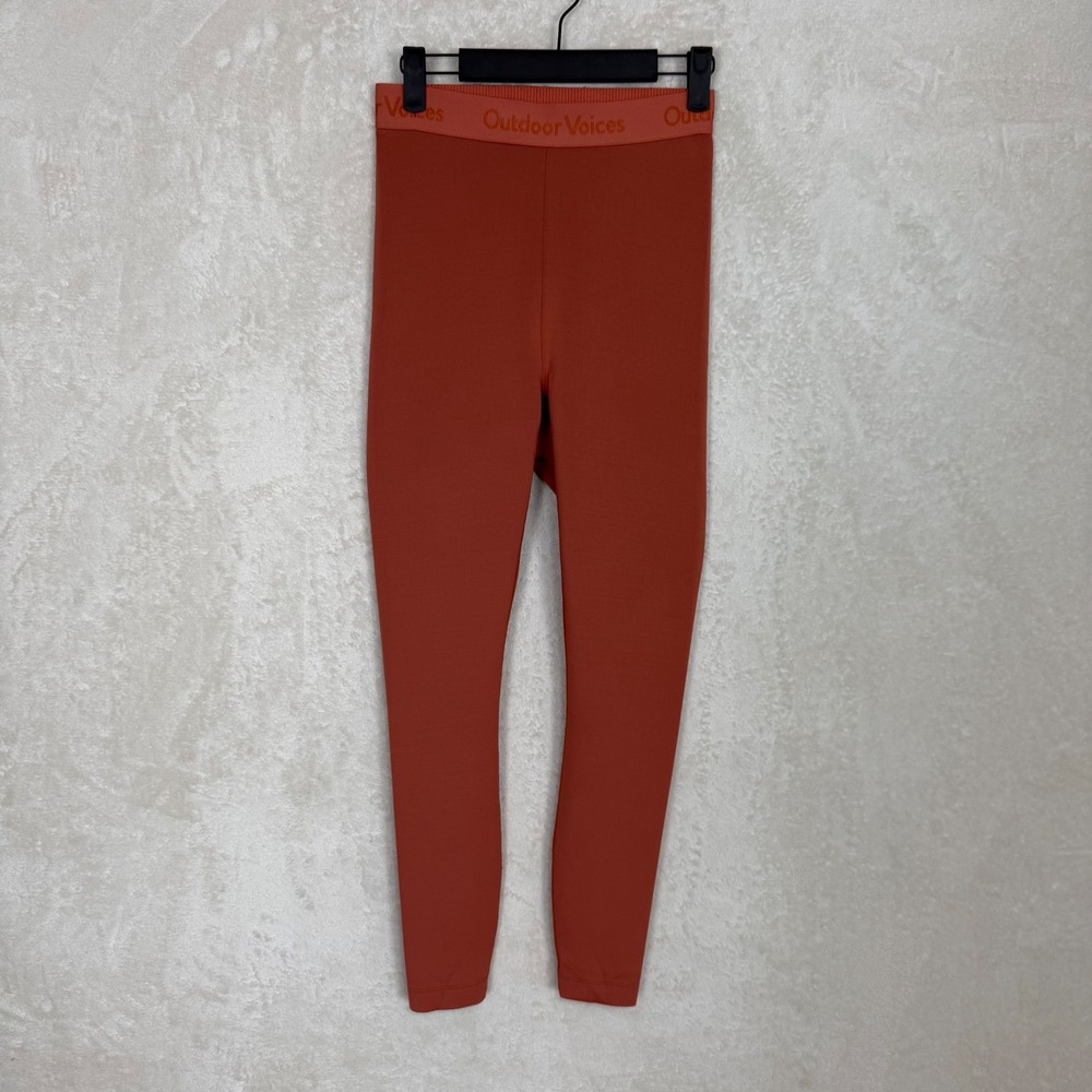 Outdoor Voices Smooth 7/8 Leggings Rust Orange Logo Waistband Small Athleisure